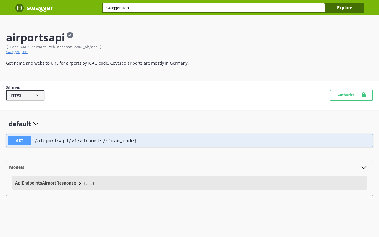 airportsapi website screenshot