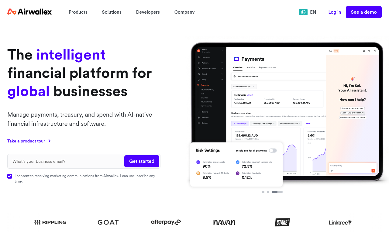 Airwallex website screenshot