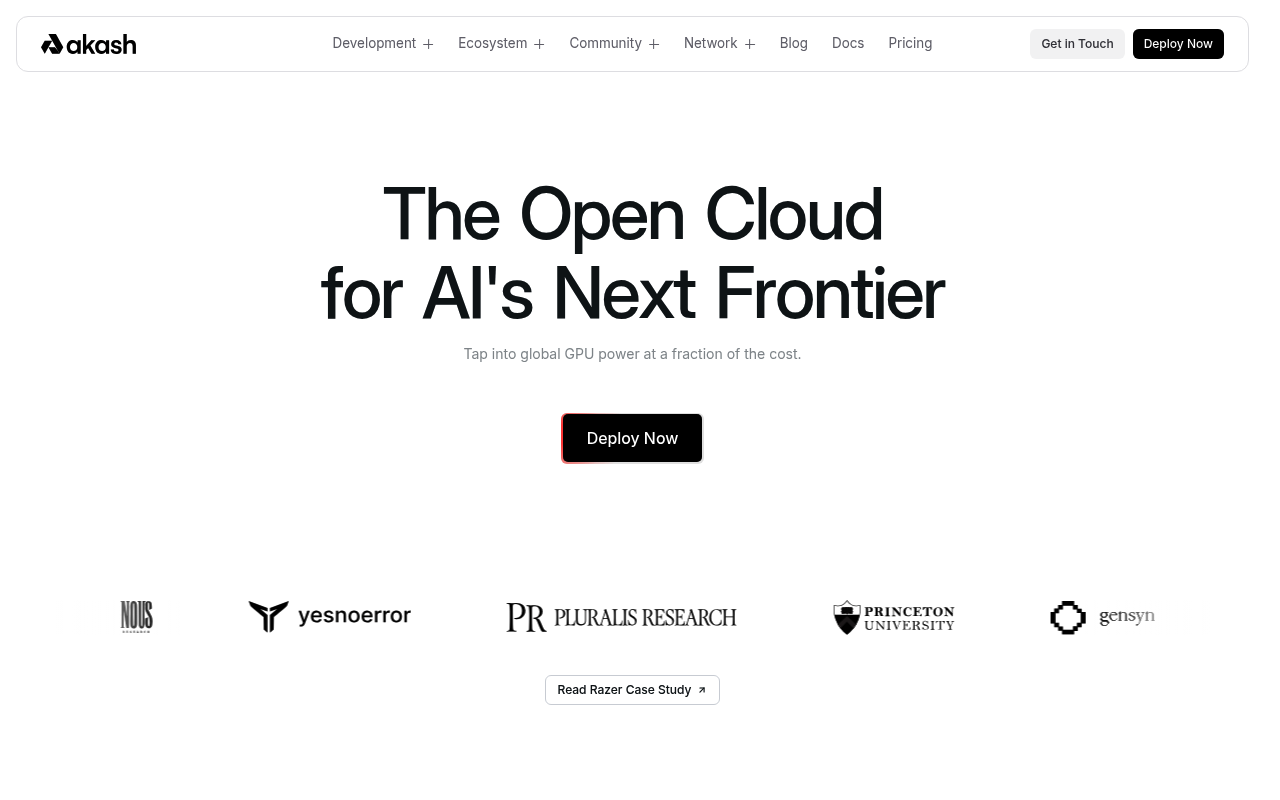 Akash Network website screenshot