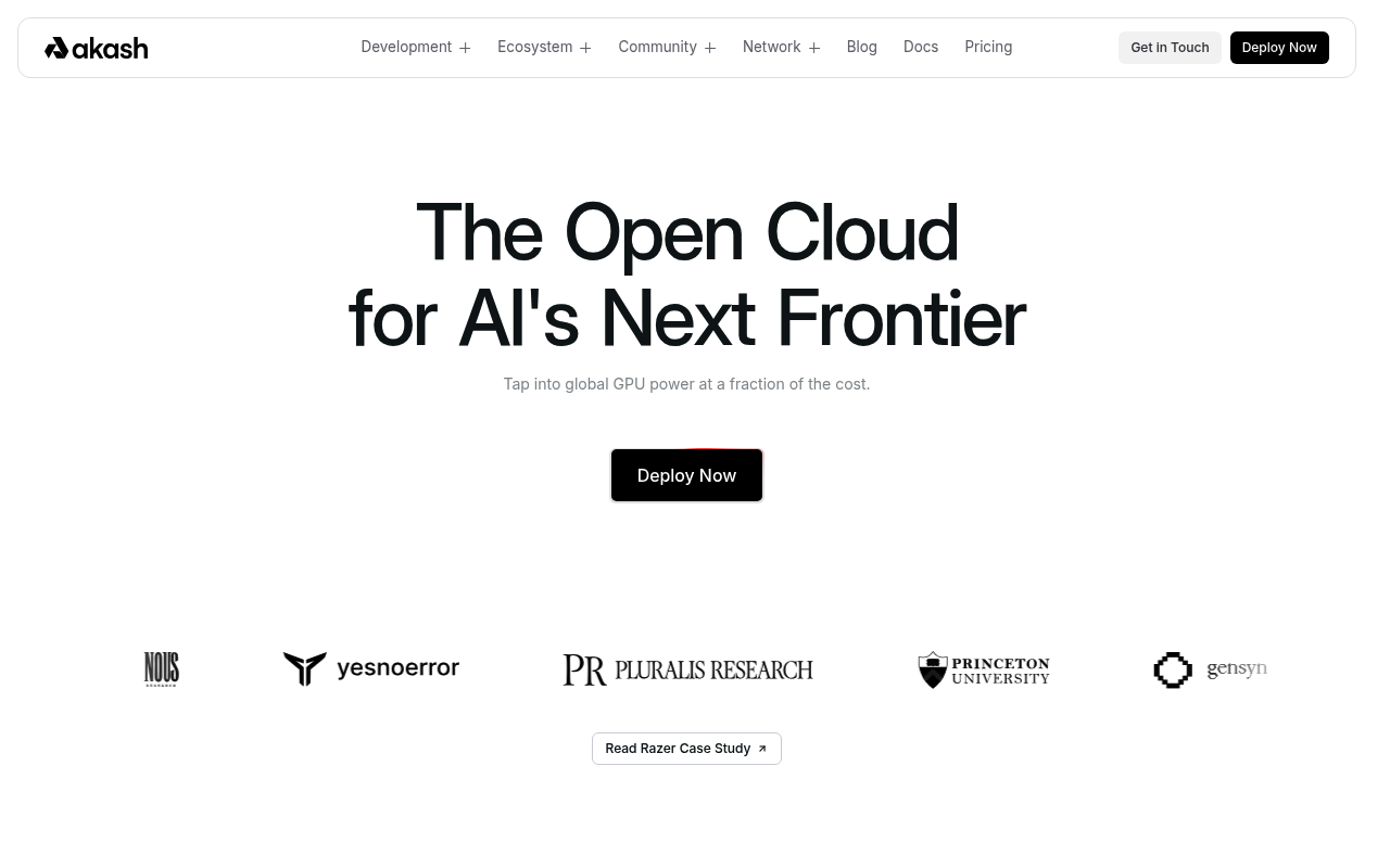 Akash Network website screenshot