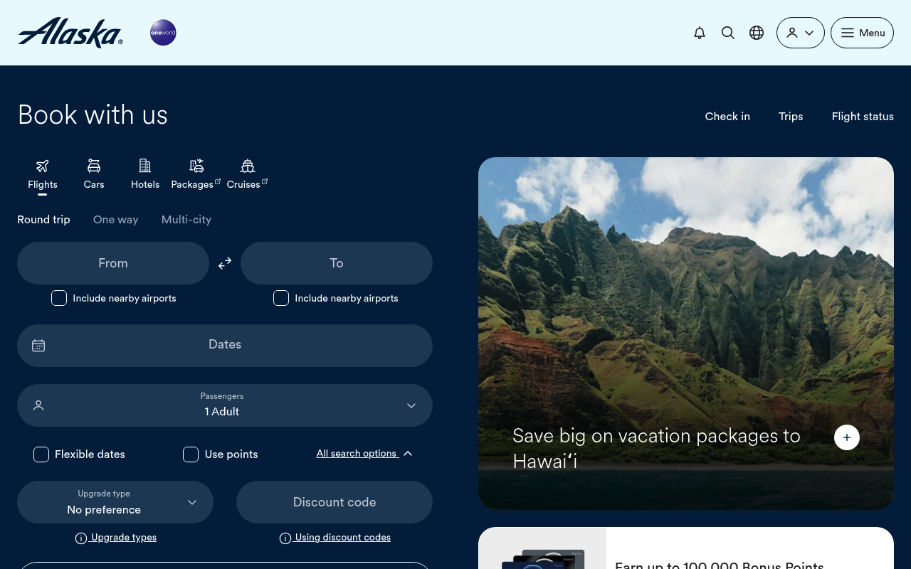 Alaska Airlines screenshot