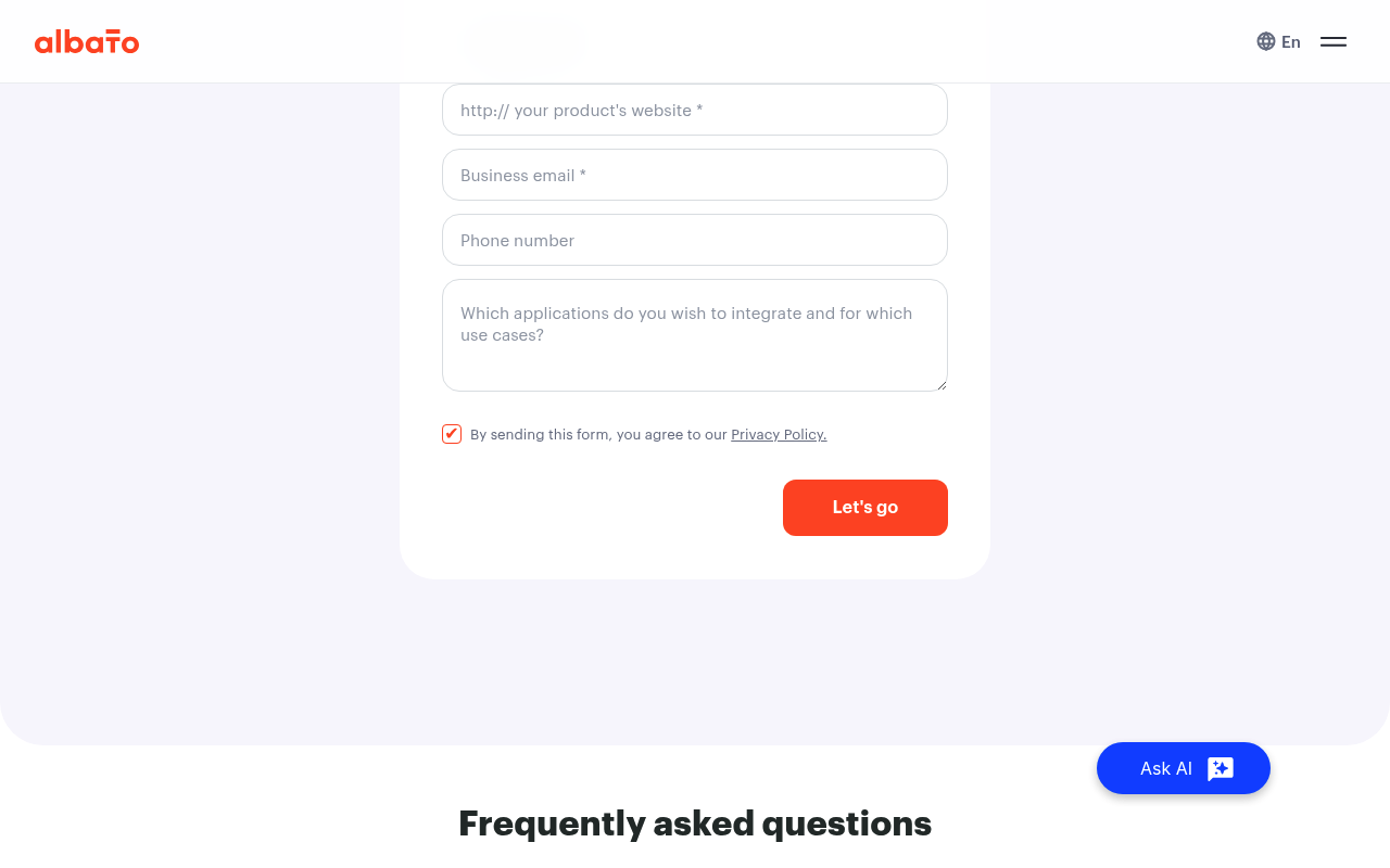 Albato website screenshot