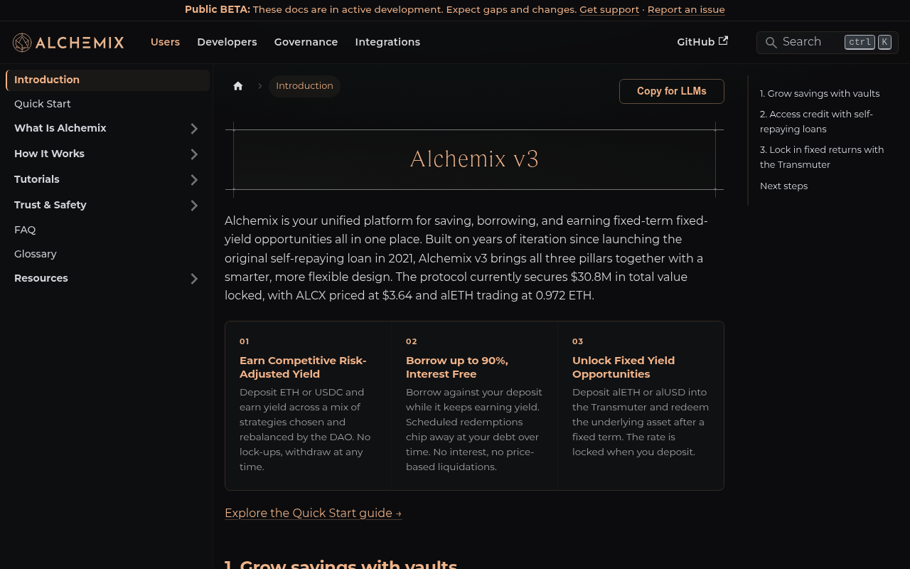 Alchemix website screenshot