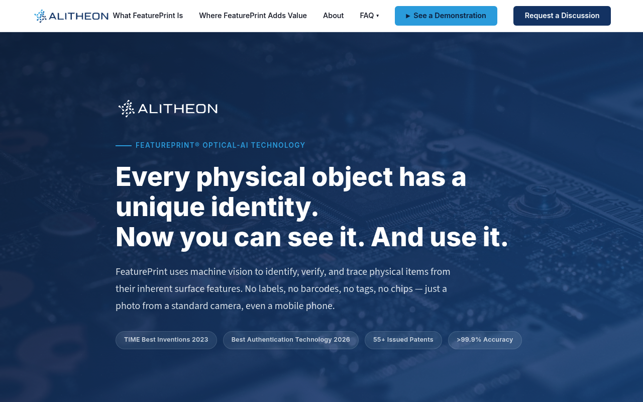 Alitheon screenshot