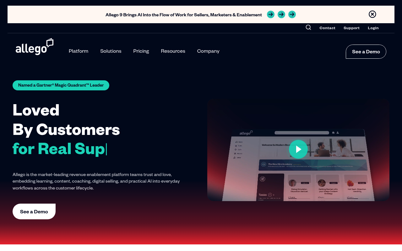 Allego website screenshot