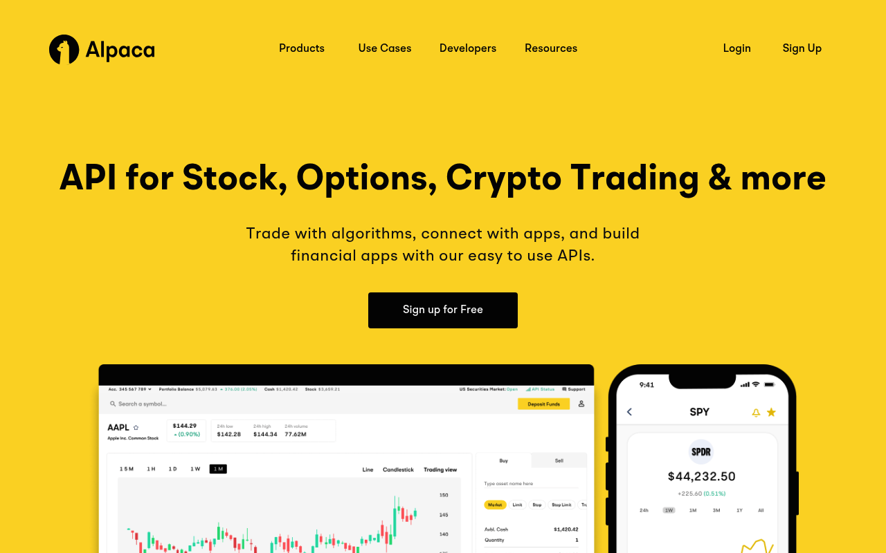Alpaca website screenshot