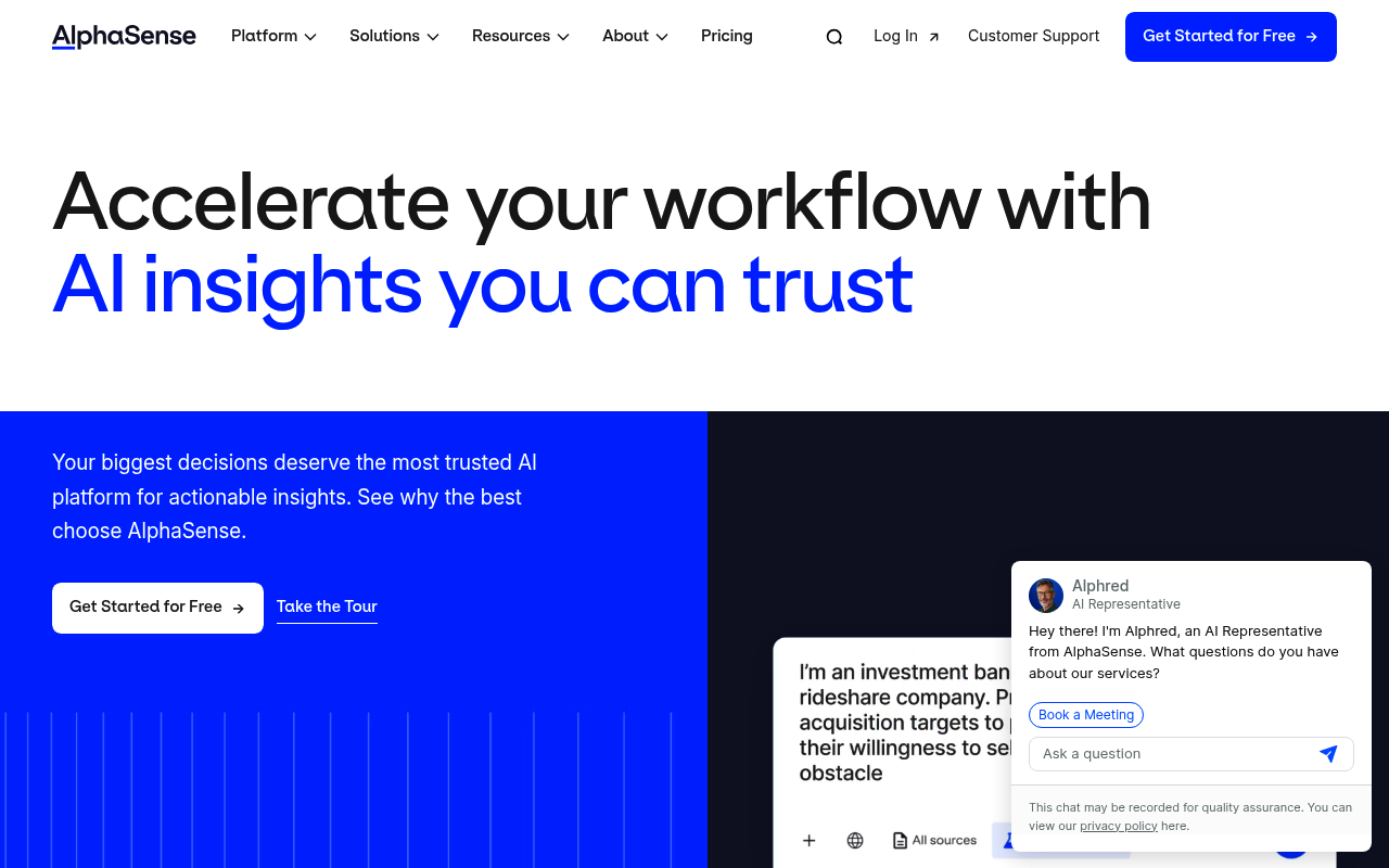 AlphaSense website screenshot