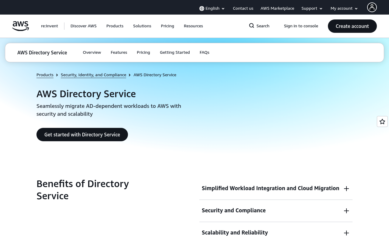 Amazon Directory Service website screenshot