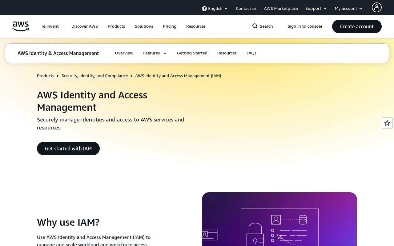 Amazon IAM website screenshot
