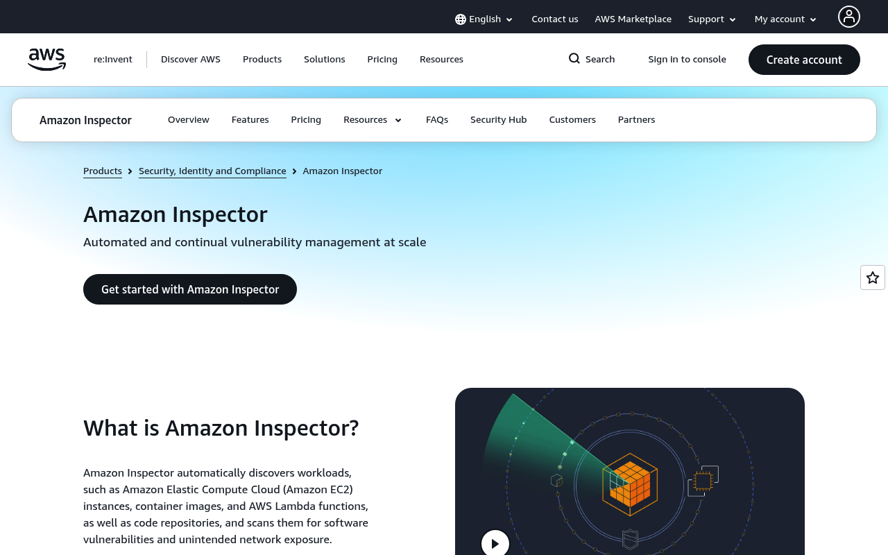 Amazon Inspector website screenshot