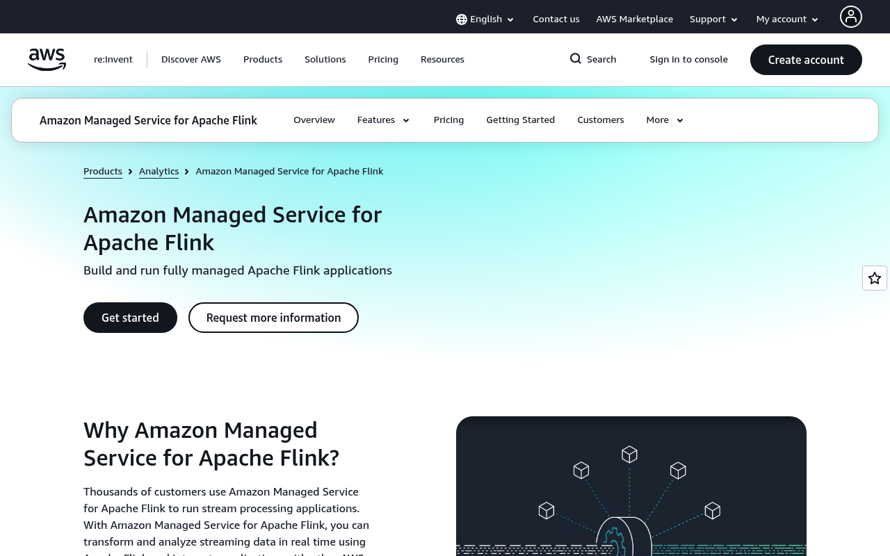 Amazon Managed Service for Apache Flink website screenshot
