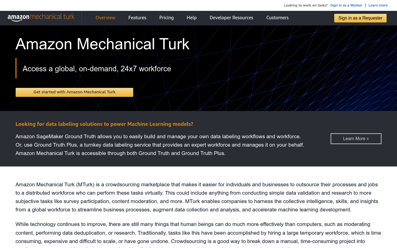 Amazon Mechanical Turk website screenshot