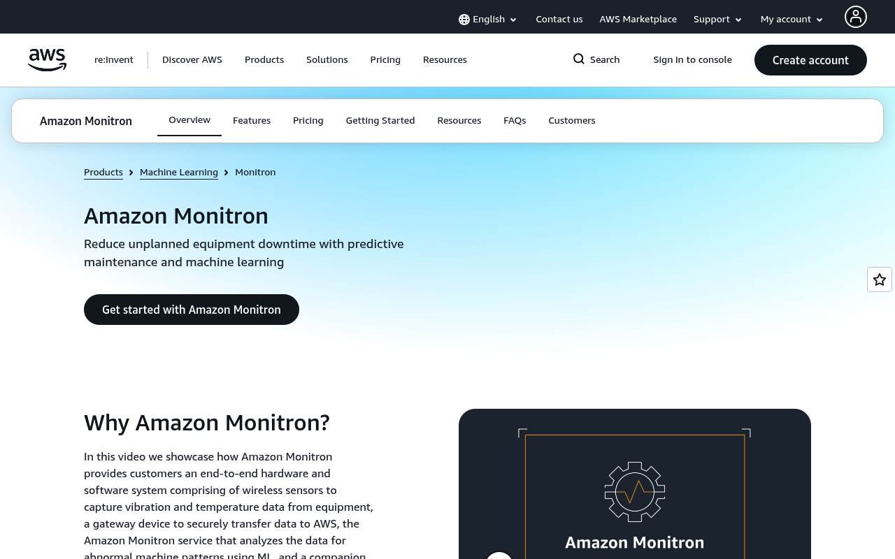 Amazon Monitron website screenshot