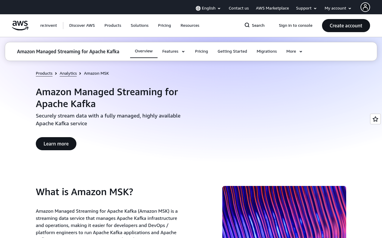 Amazon MSK website screenshot