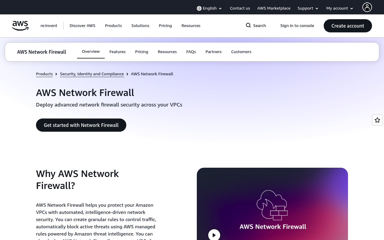 Amazon Network Firewall website screenshot