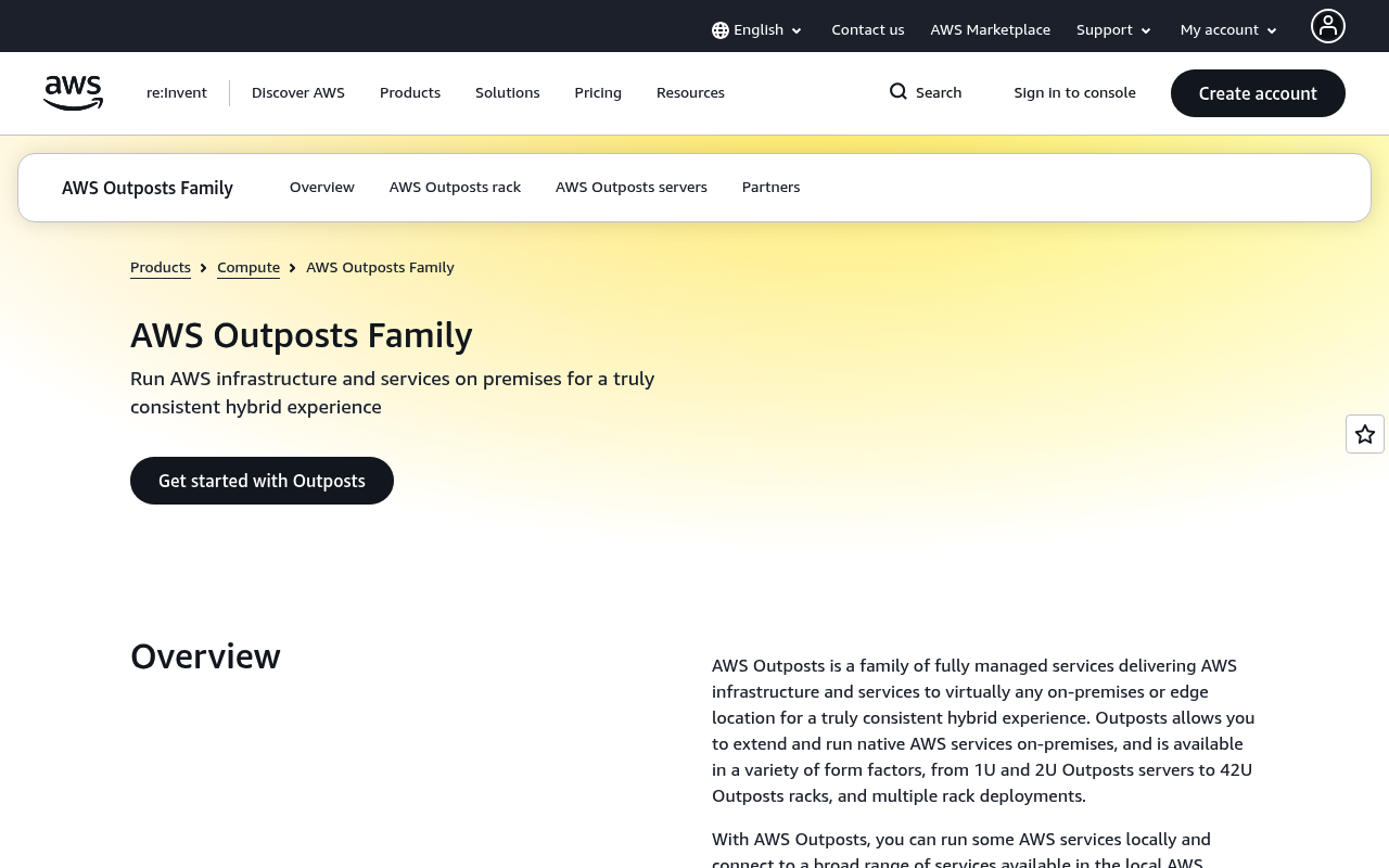 Amazon Outposts website screenshot