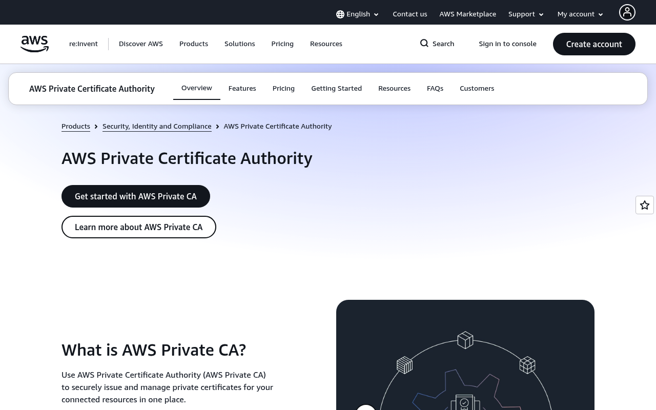 Amazon Private CA website screenshot