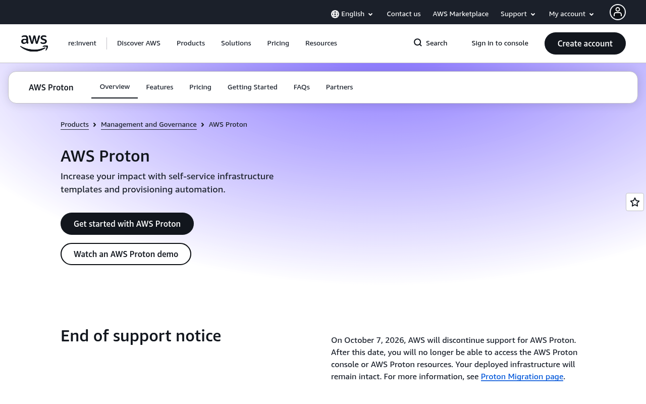 Amazon Proton website screenshot