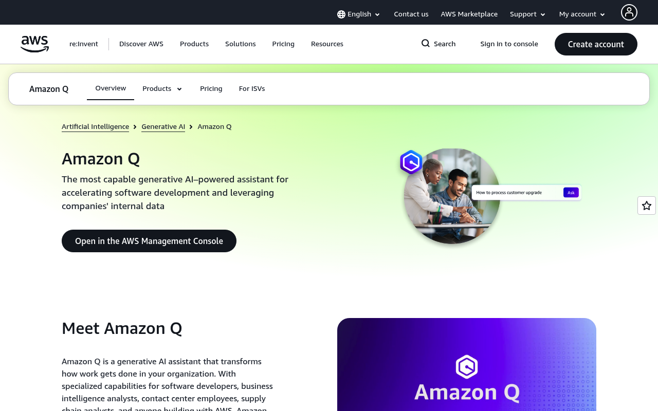 Amazon Q website screenshot