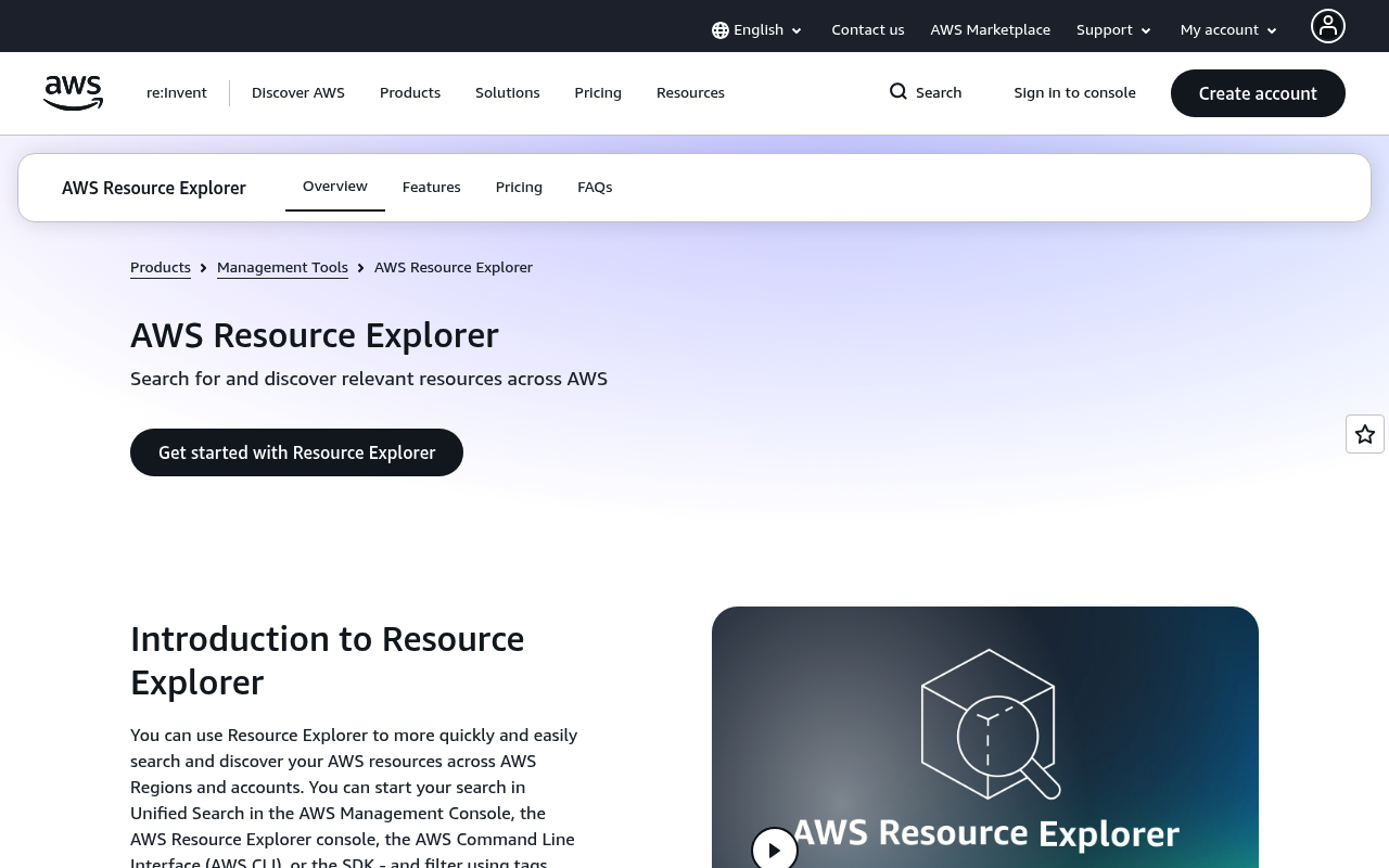 Amazon Resource Explorer website screenshot