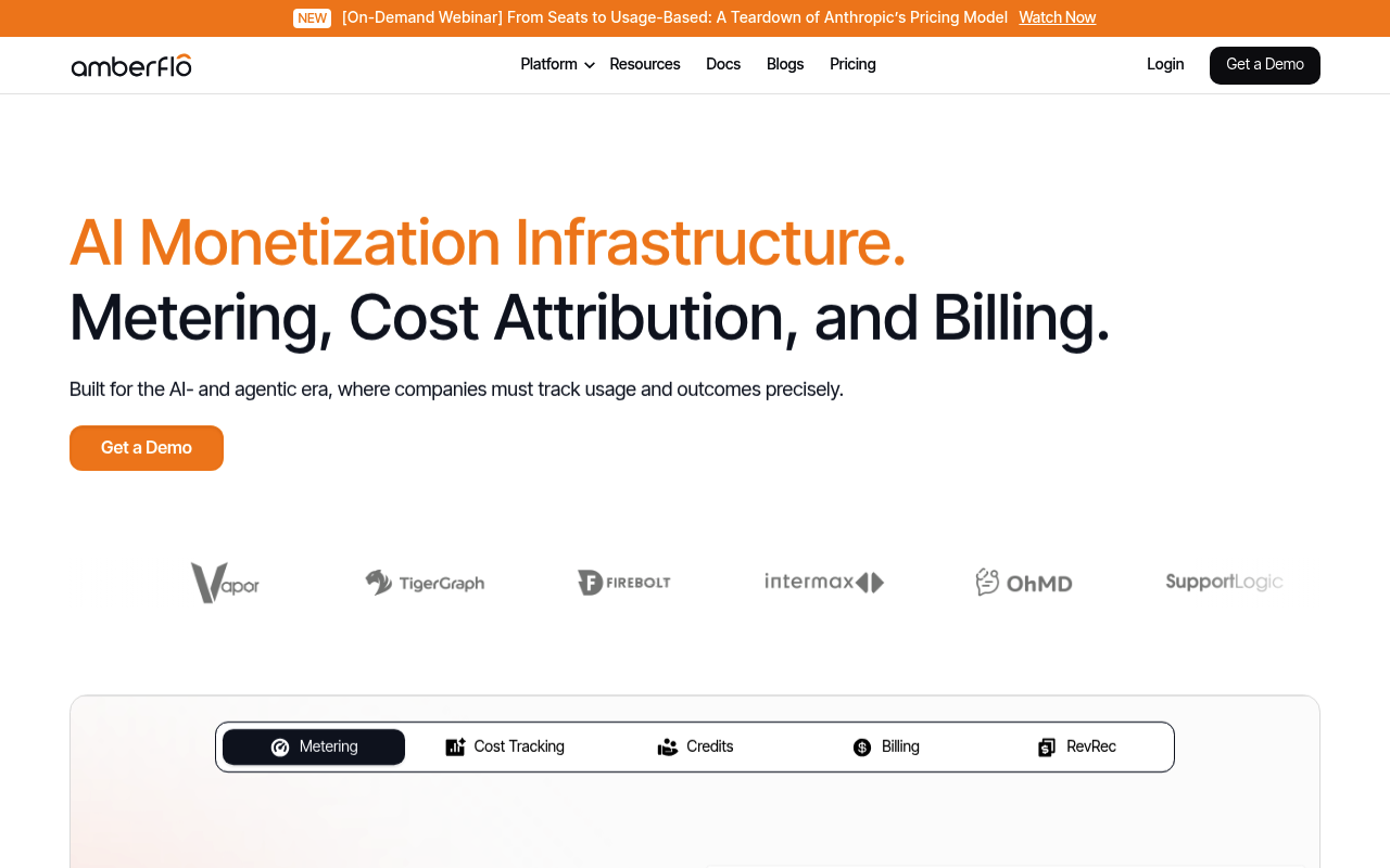 Amberflo website screenshot