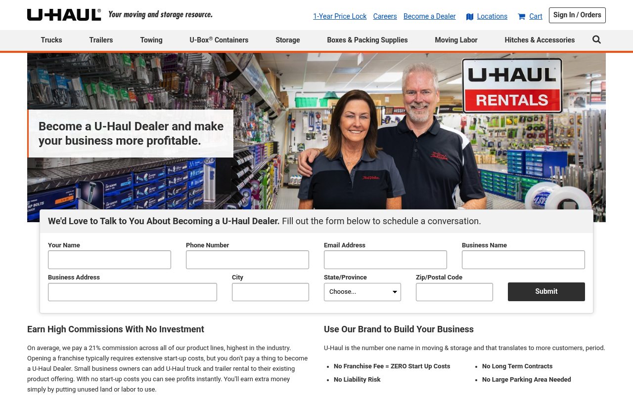 AMERCO website screenshot