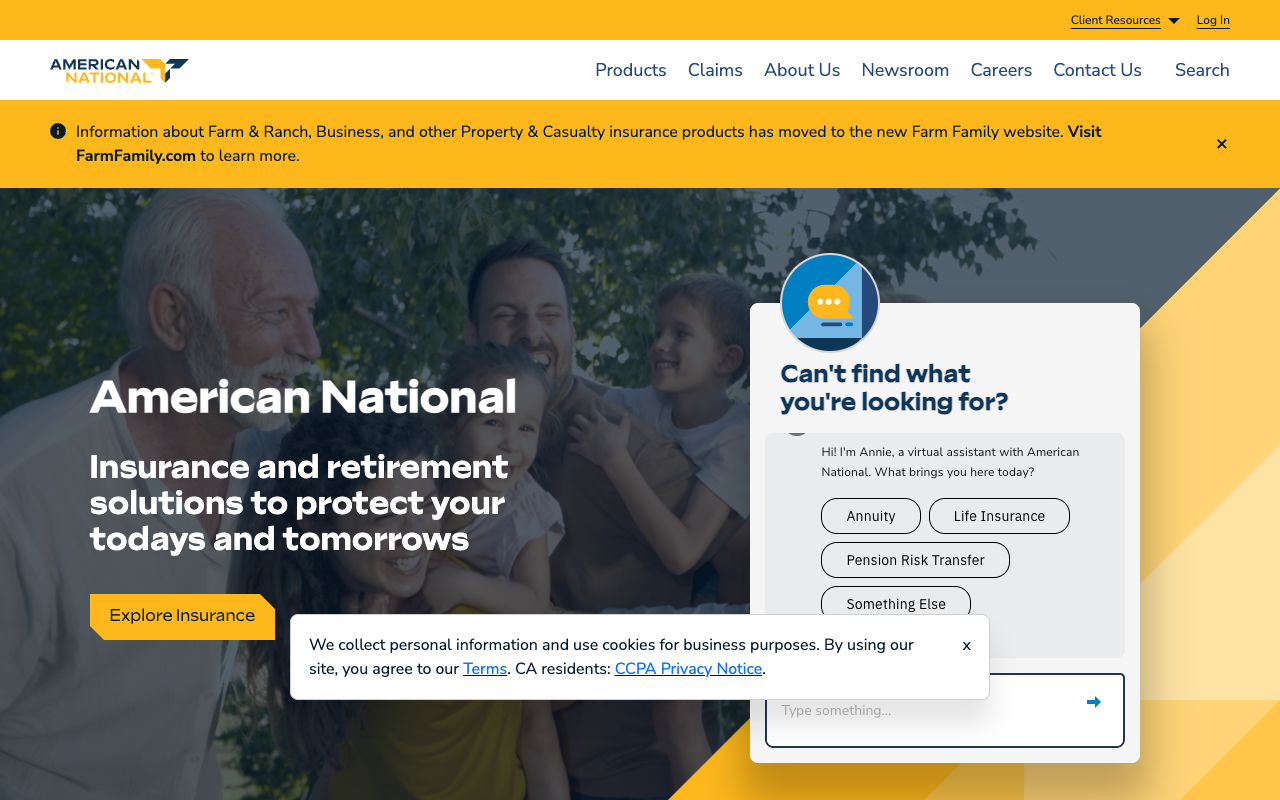American National Insurance screenshot