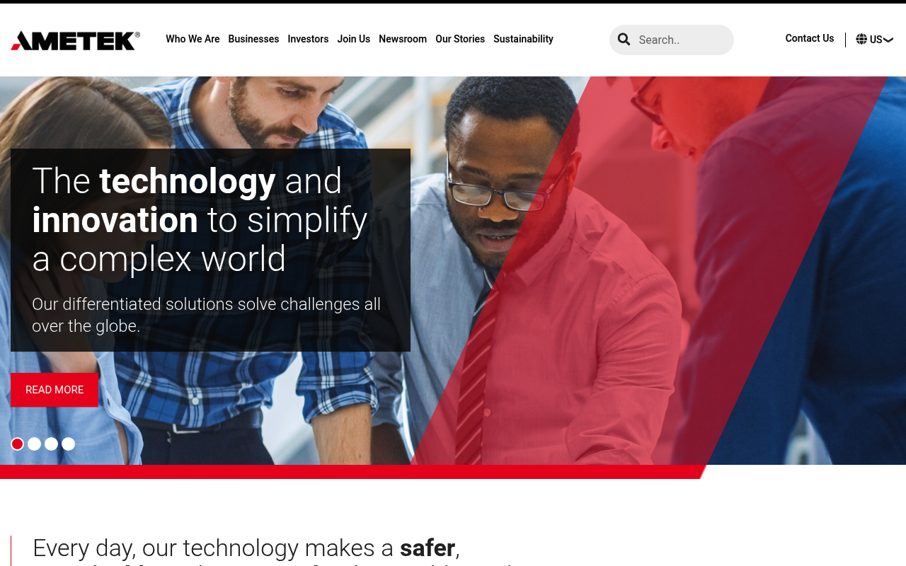 AMETEK website screenshot