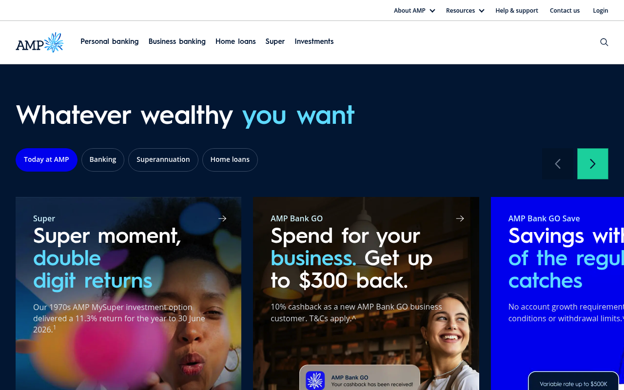 AMP Bank screenshot