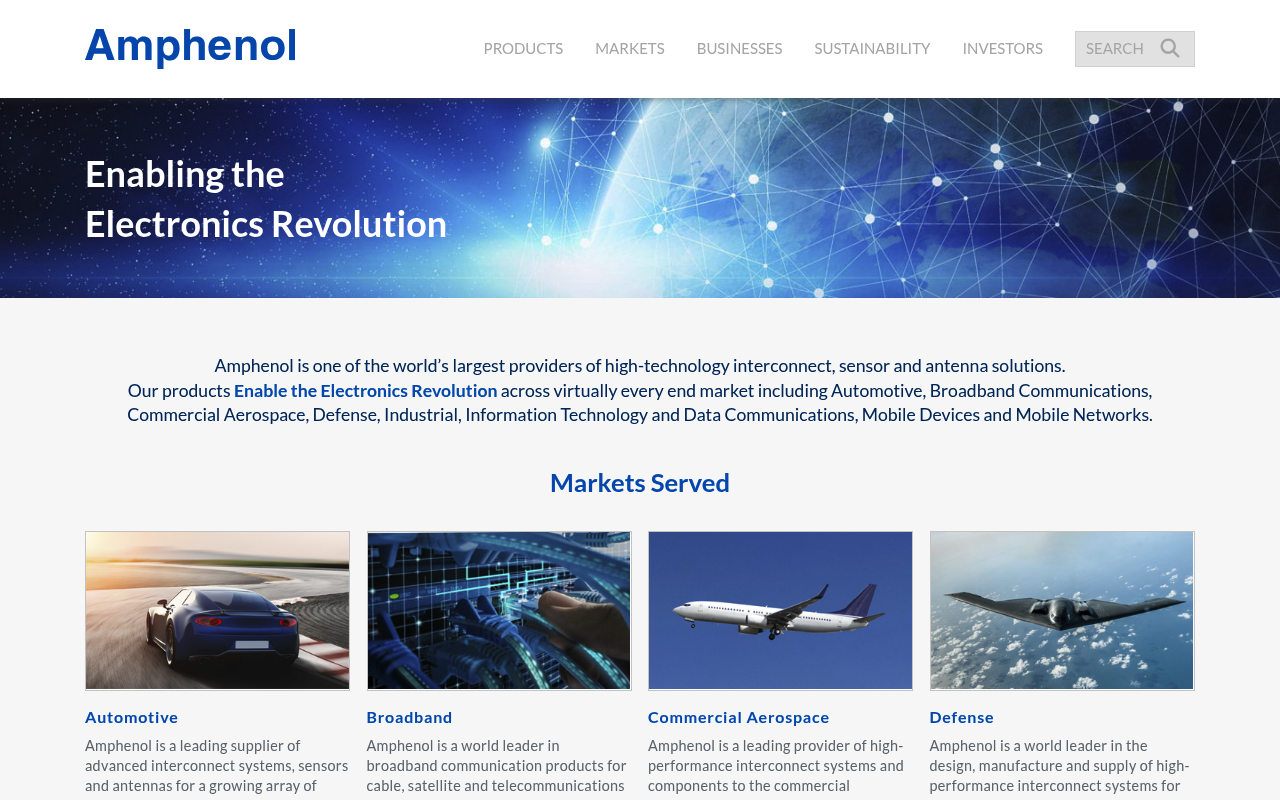 Amphenol website screenshot