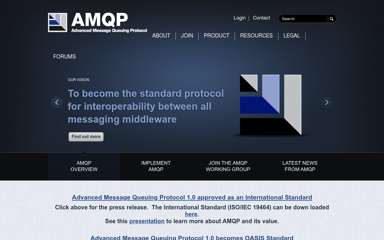 AMQP website screenshot