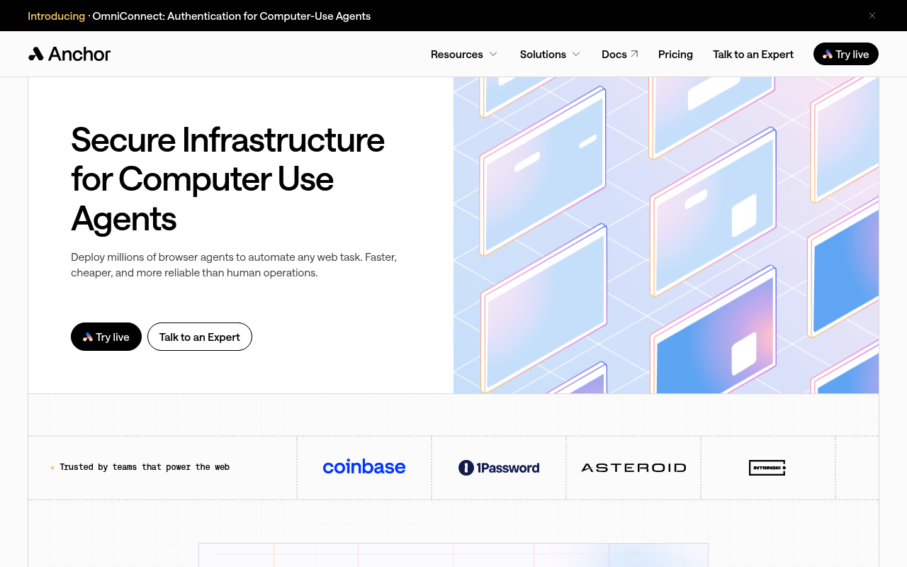 Anchor Browser website screenshot