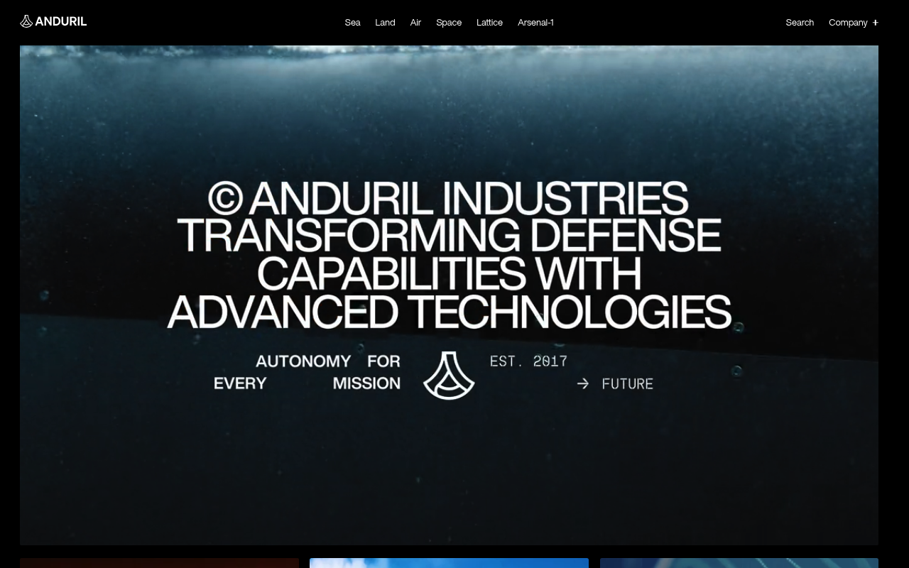 Anduril Industries website screenshot