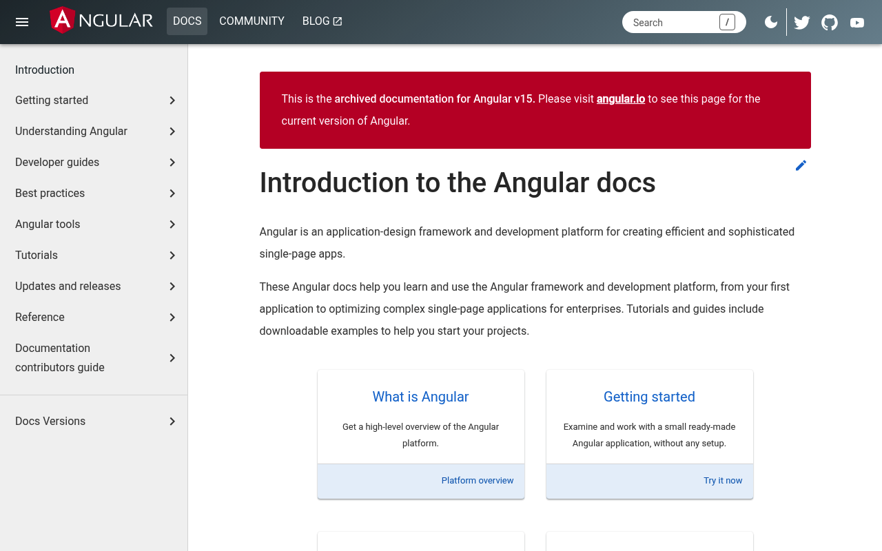 Angular 15 website screenshot