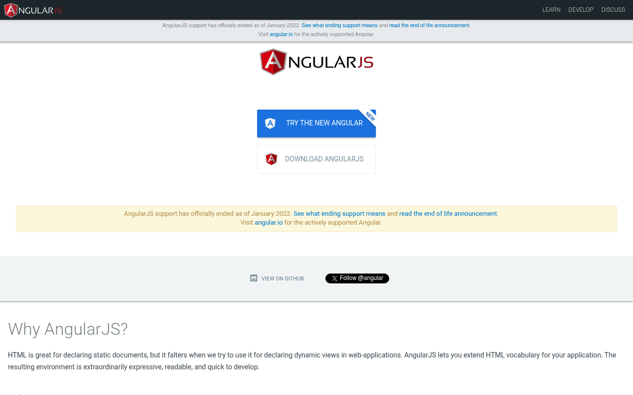 AngularJS website screenshot
