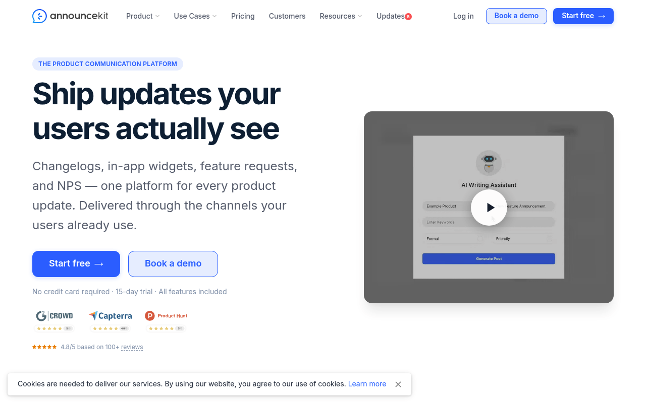 AnnounceKit website screenshot