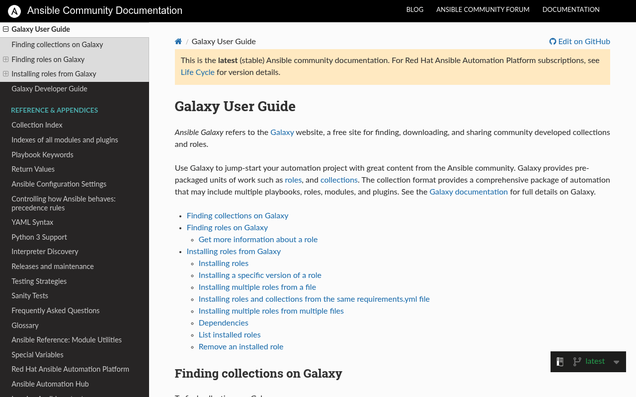 Ansible Roles website screenshot