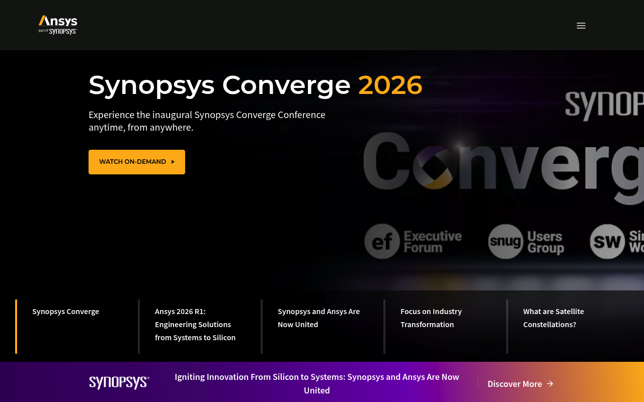 Ansys website screenshot