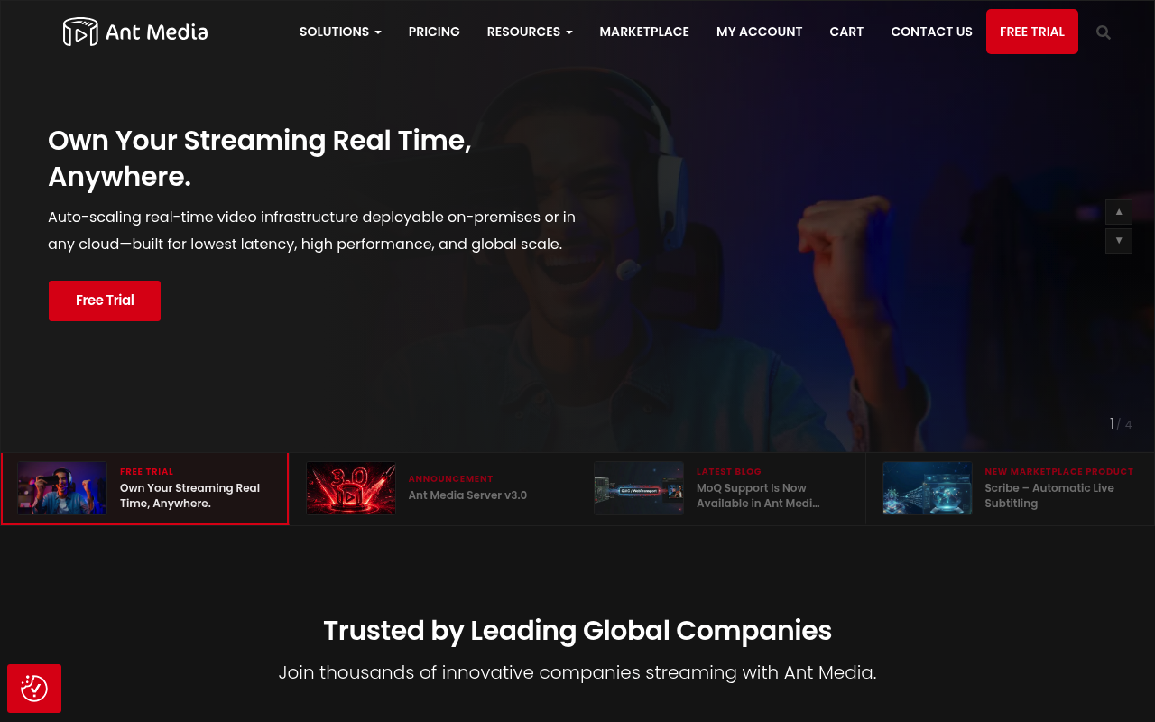 Ant Media website screenshot