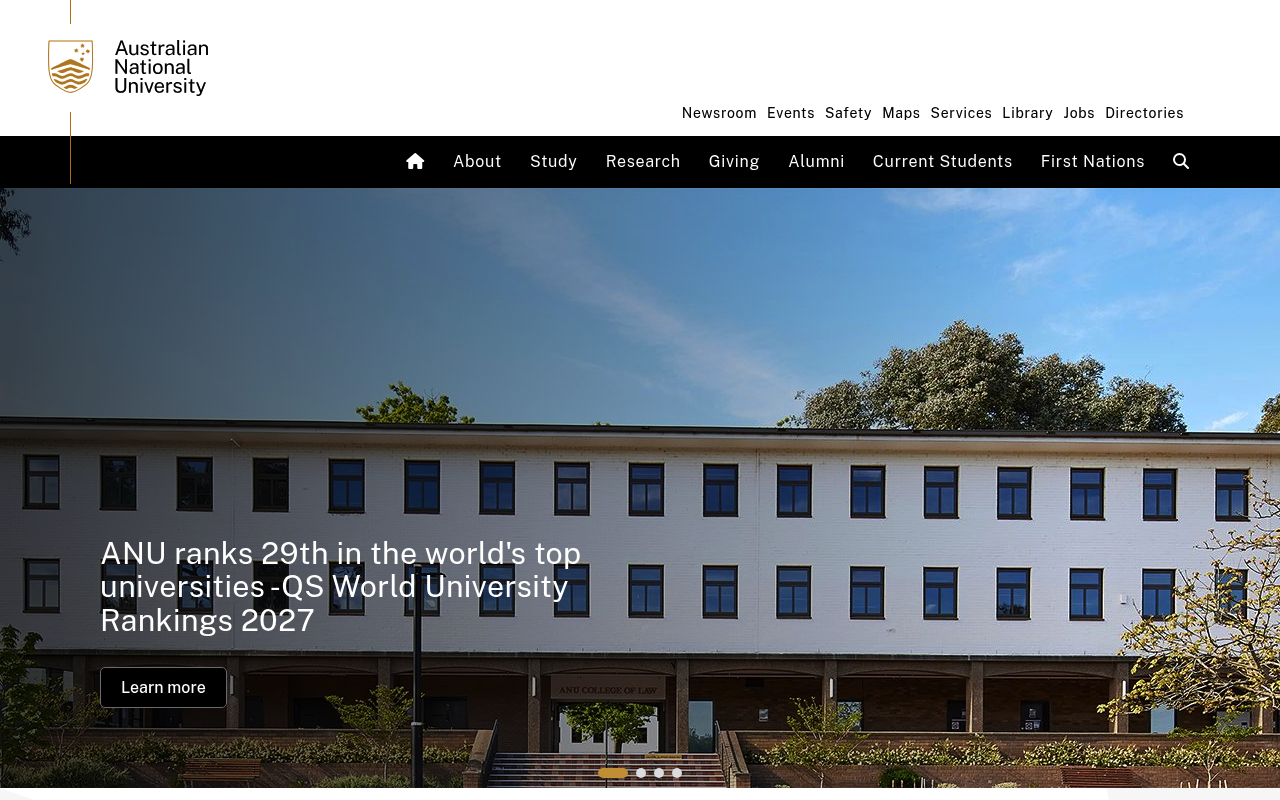 Australian National University website screenshot