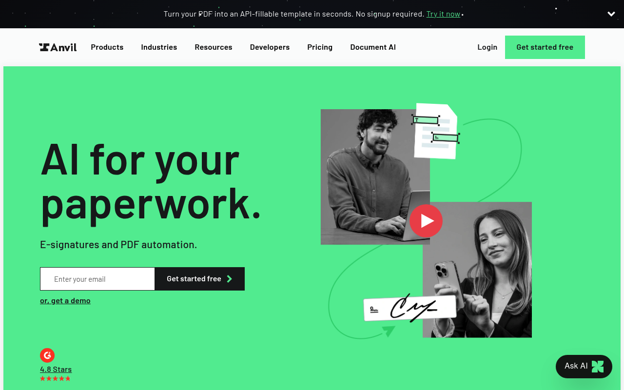 Anvil website screenshot