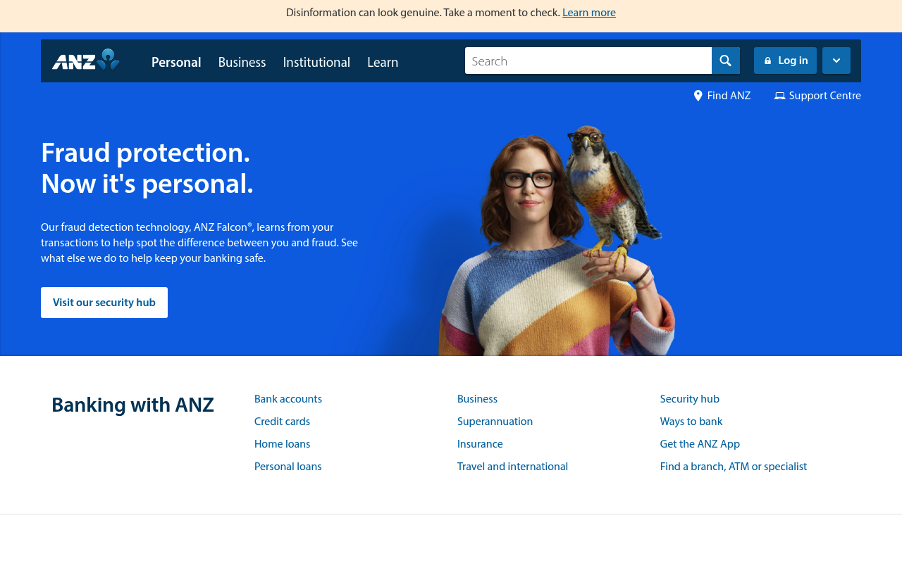 Australia and New Zealand Banking Group (ANZ) screenshot