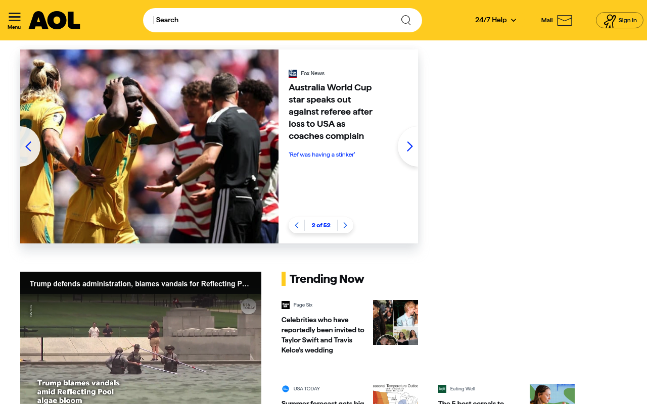 AOL website screenshot
