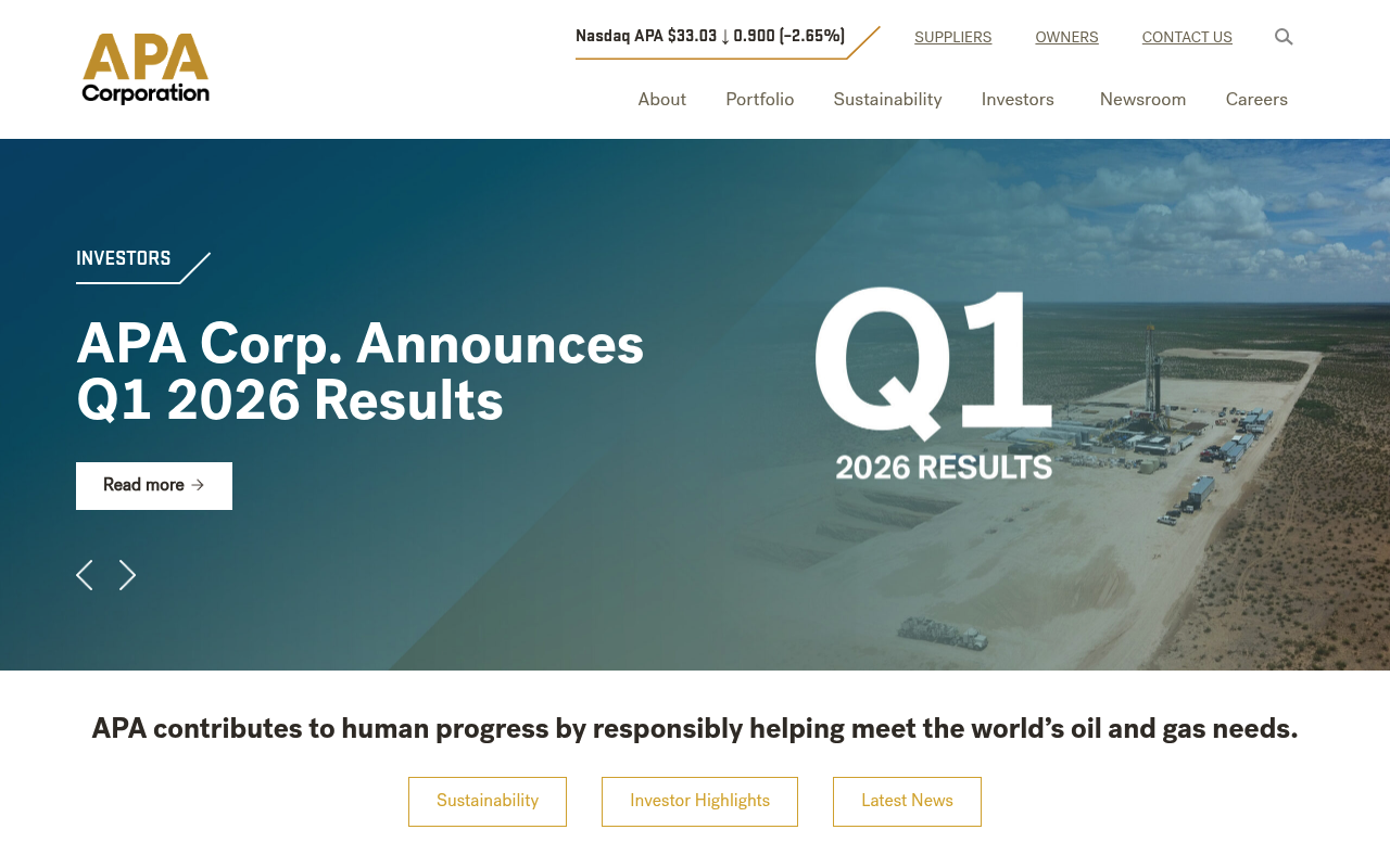 APA Corporation website screenshot