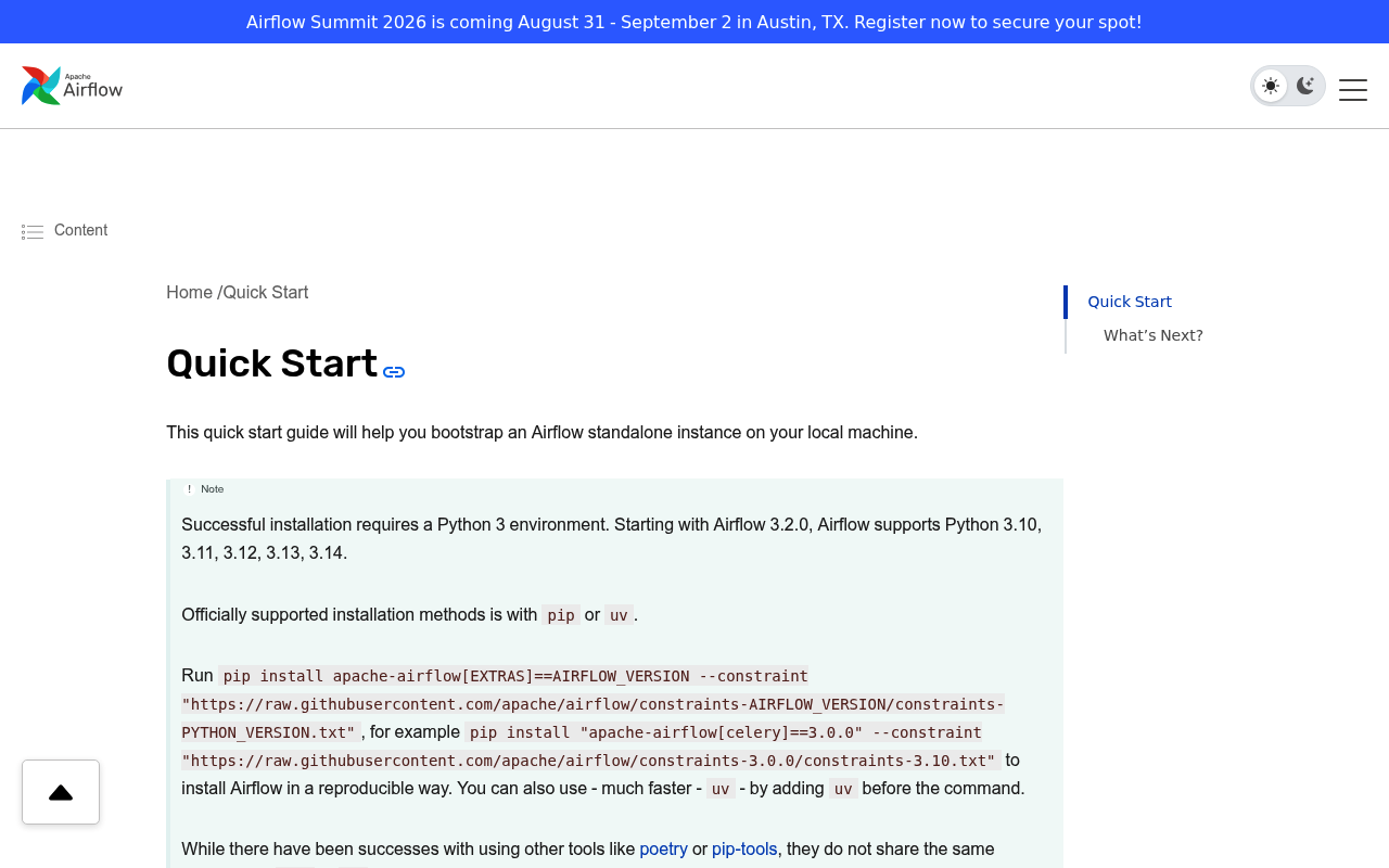 Apache Airflow website screenshot