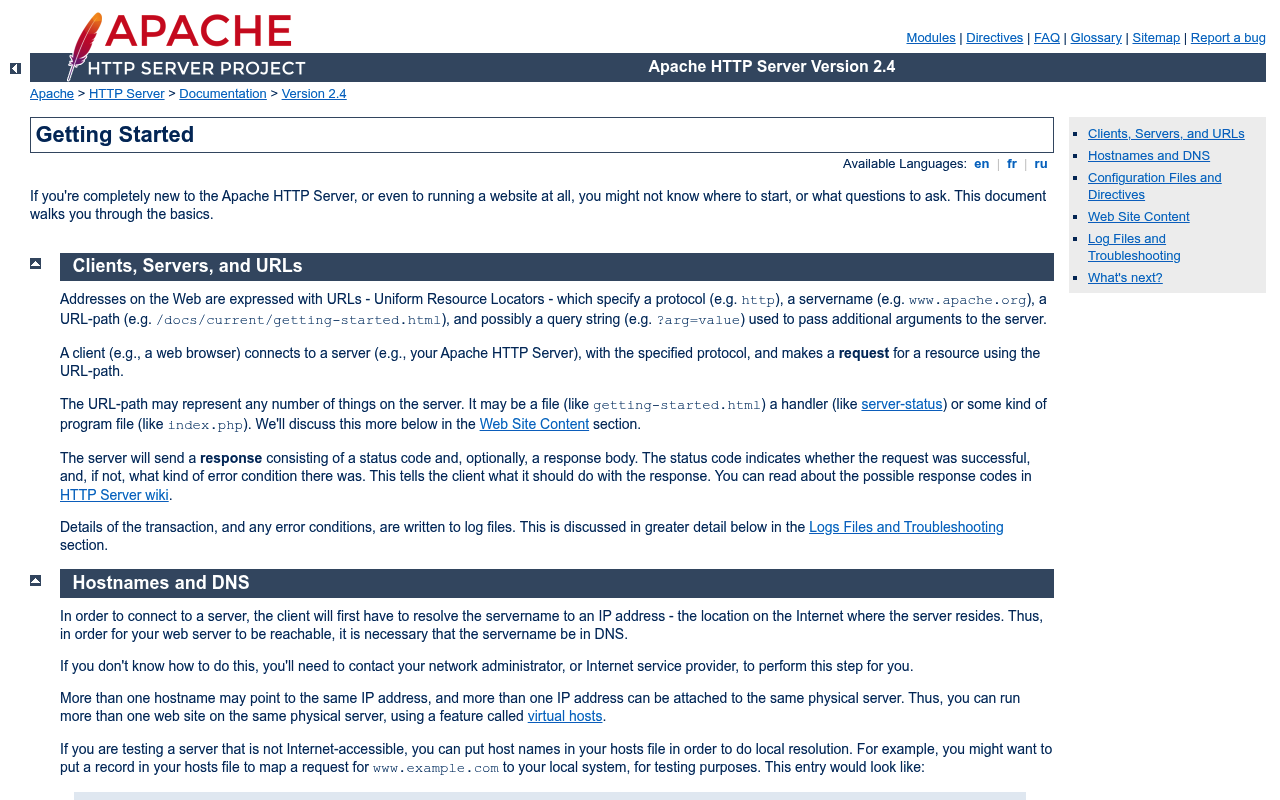 Apache HTTP Server website screenshot