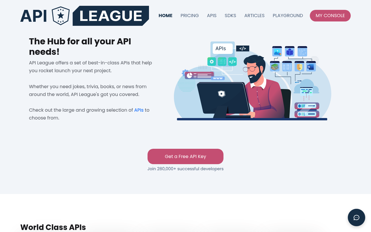 API League website screenshot