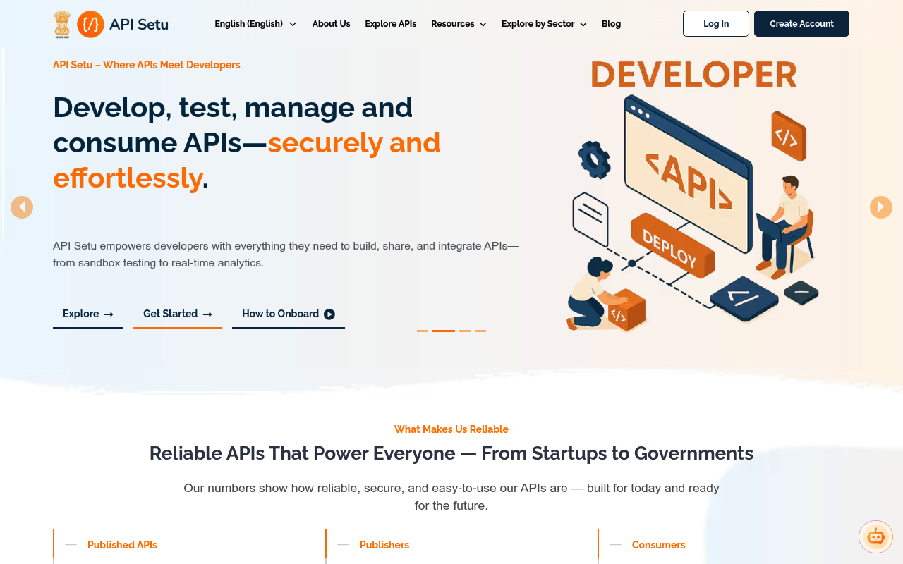 API Setu website screenshot