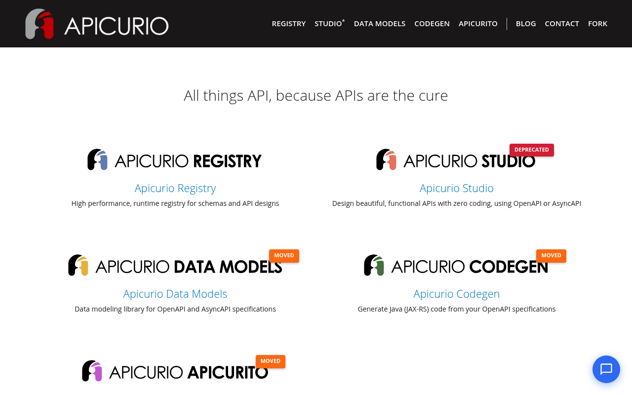 Apicurio website screenshot