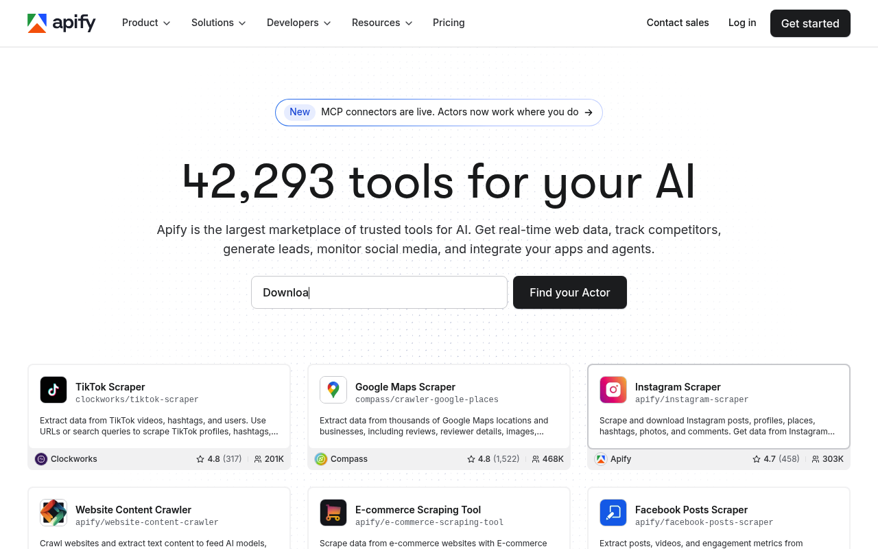 Apify website screenshot